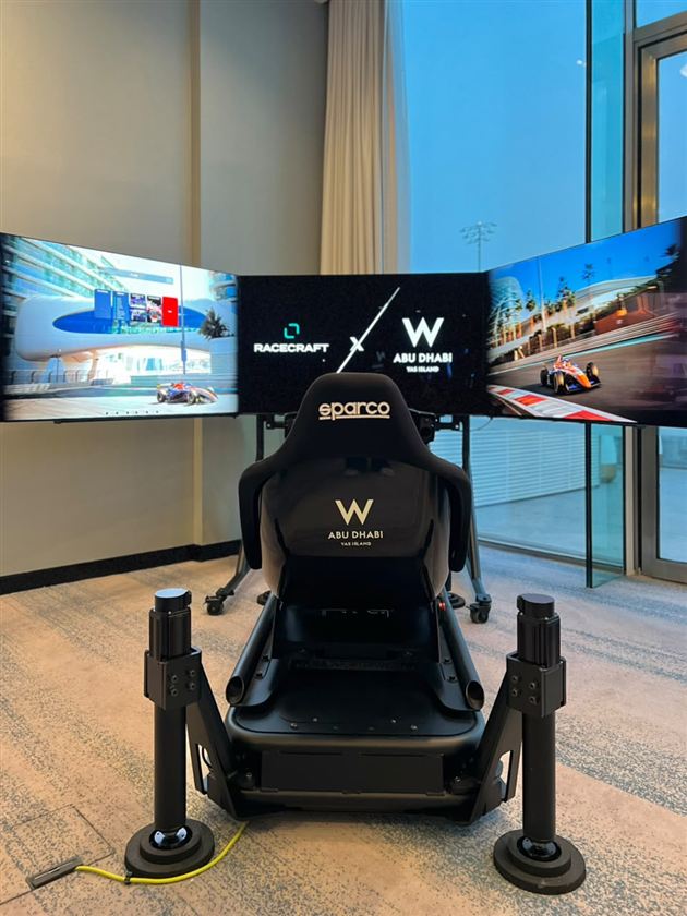 A Racecraft and W Abu Dhabi branded triple-screen simulator